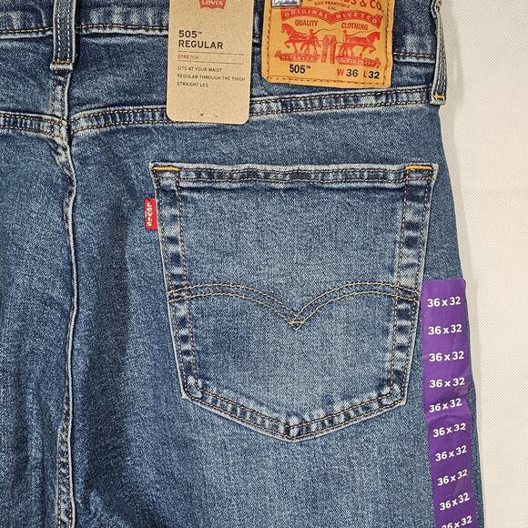 Levi's 505 Regular Straight Leg 36x32 NWT - Picture 4 of 9